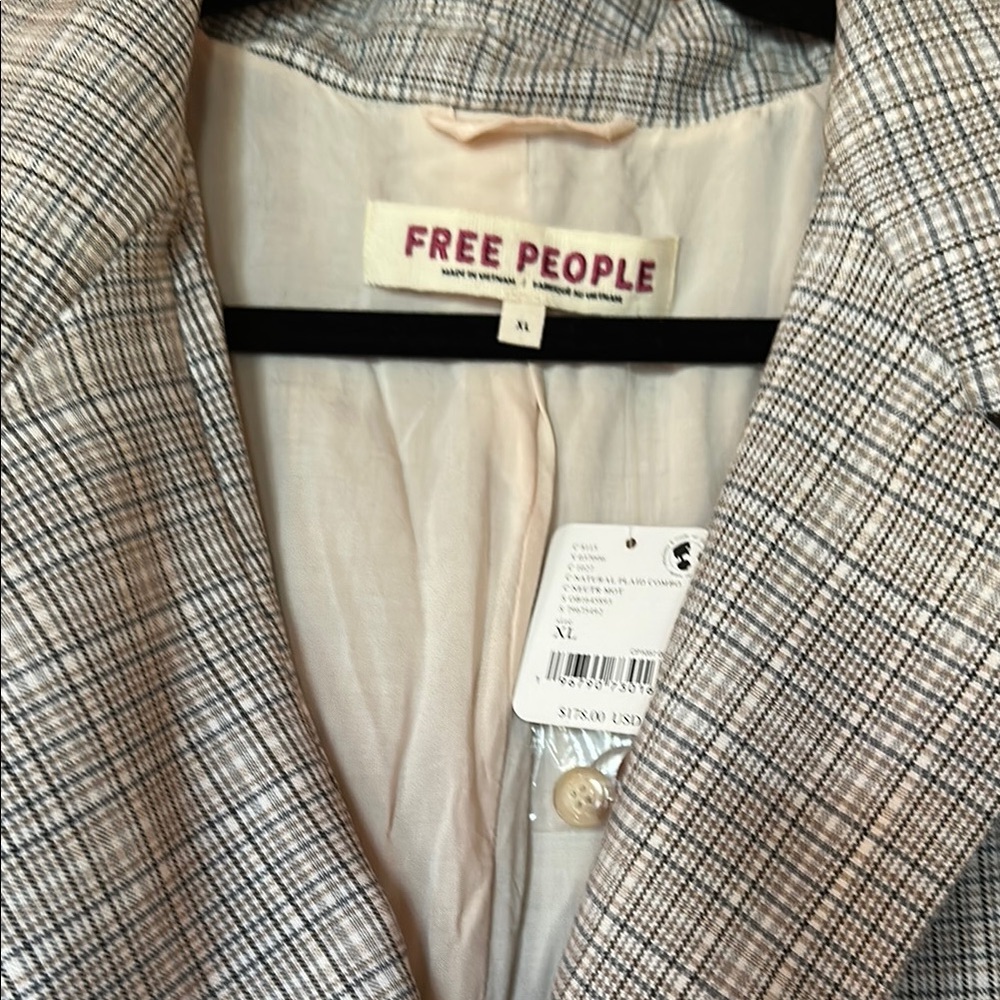 Free People Olivia Blazer in Natural Plaid Combo. NWT XLarge - Picture 12 of 15